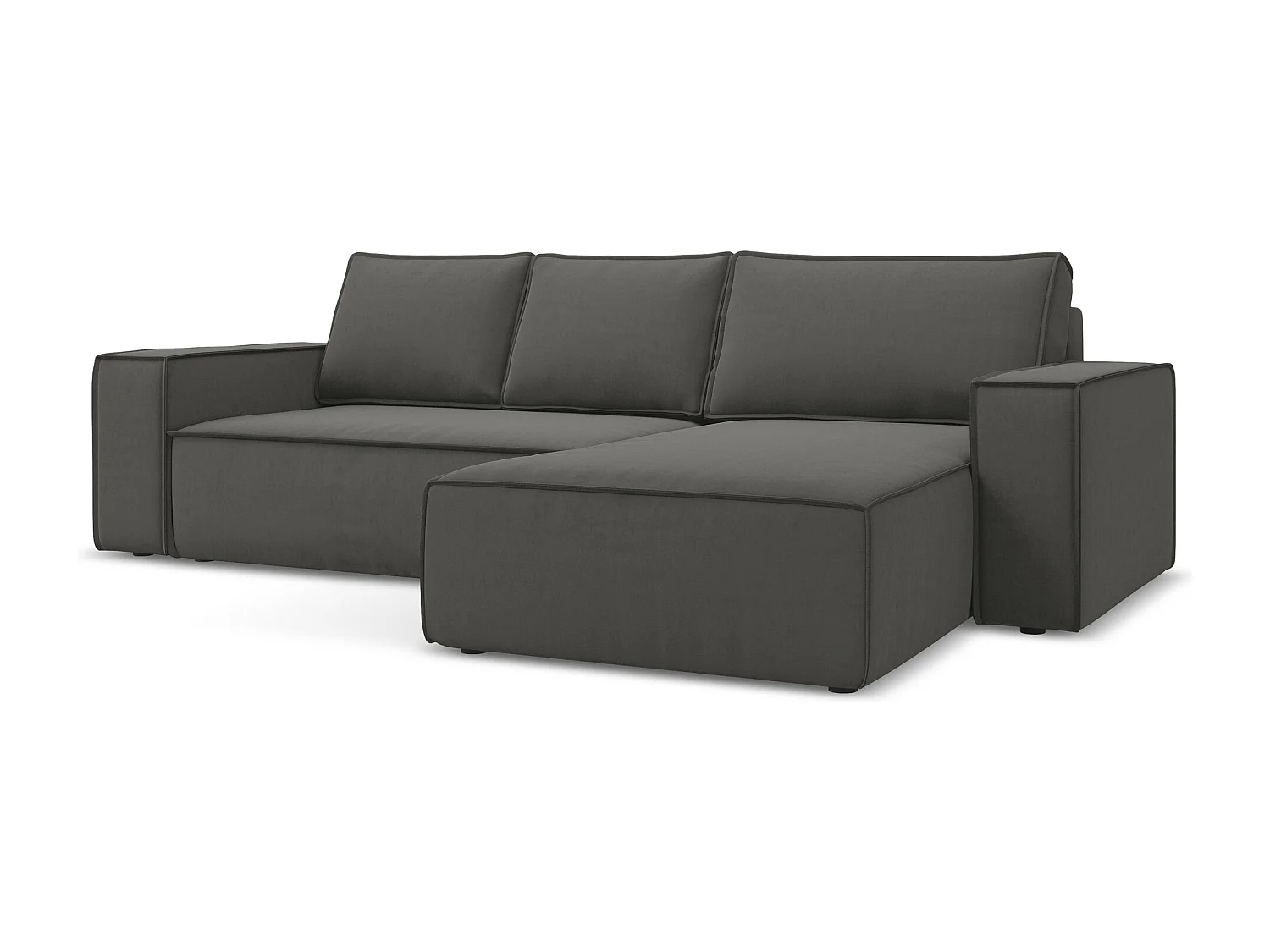 Ecksofa mit Schlaffunktion - Ecke Rechts - Samt - Stahl - KIMO