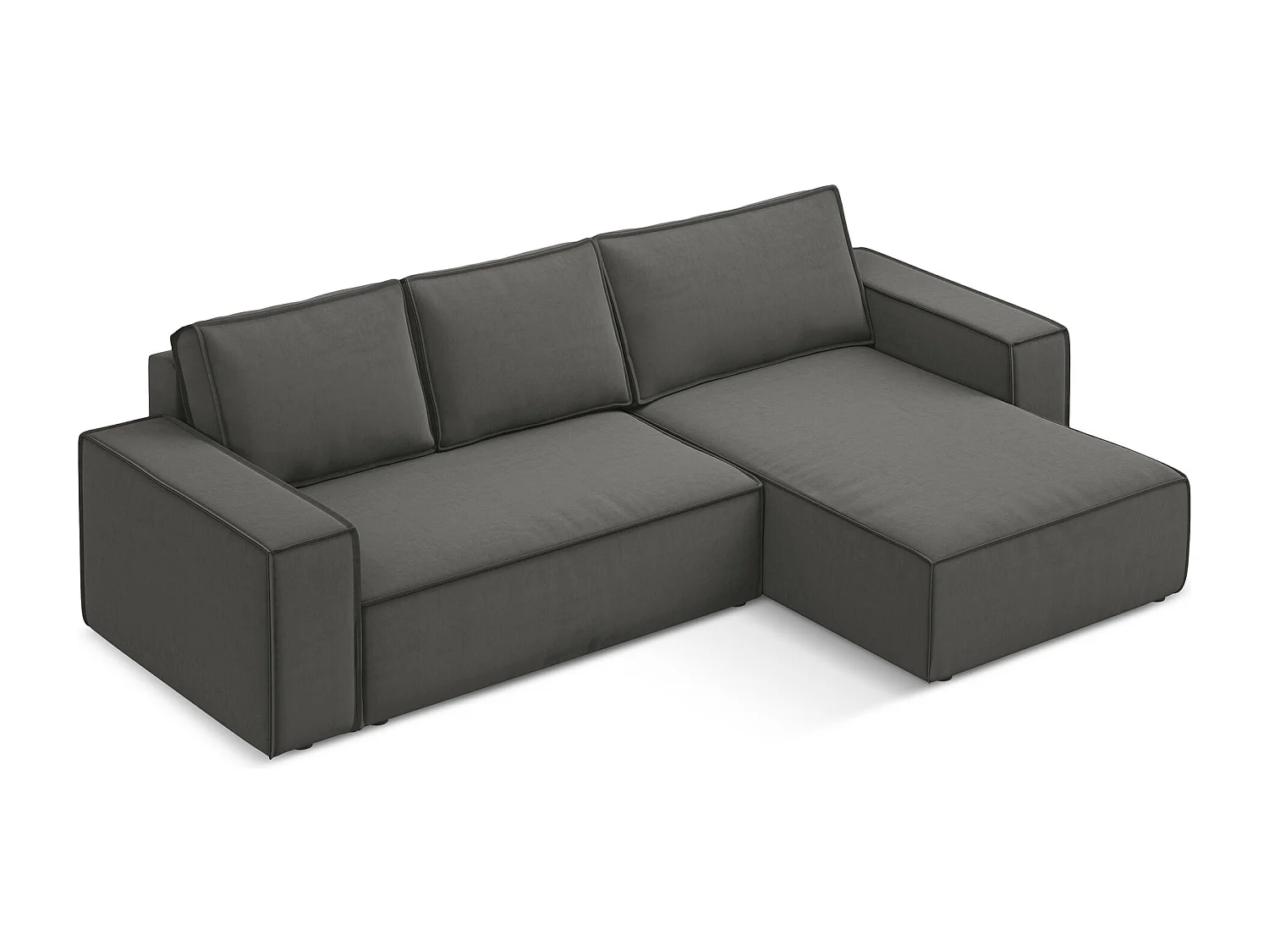 Ecksofa mit Schlaffunktion - Ecke Rechts - Samt - Stahl - KIMO