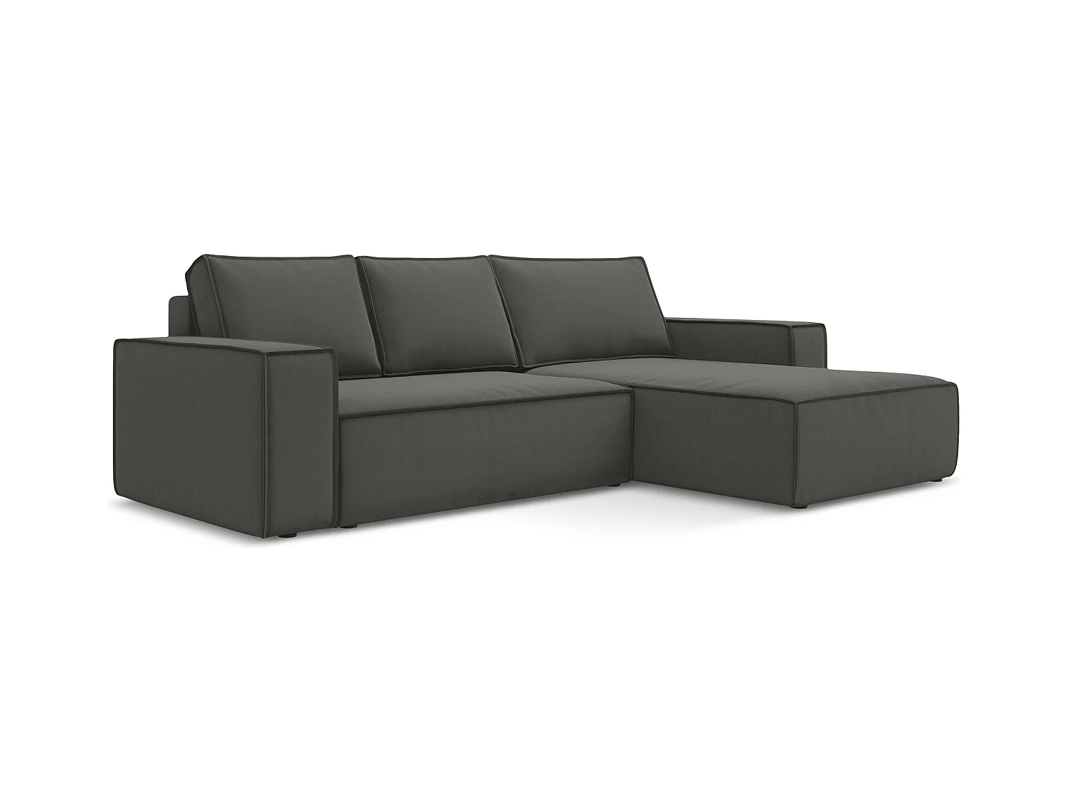 Ecksofa mit Schlaffunktion - Ecke Rechts - Samt - Stahl - KIMO