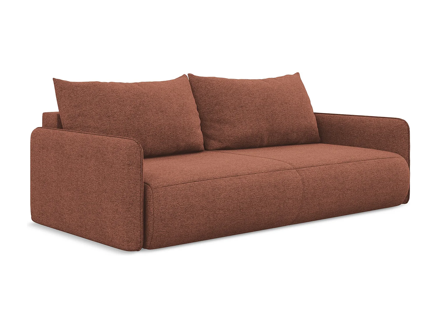 Driezits-slaapbank van gedempt roze chenille stof - NANEA