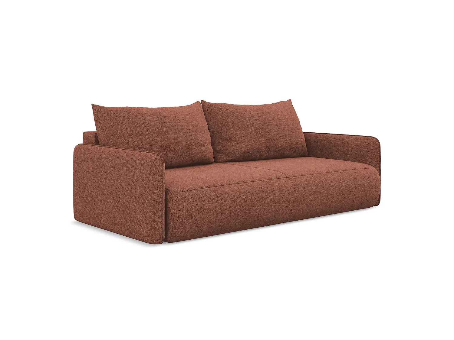 Driezits-slaapbank van gedempt roze chenille stof - PALERMO