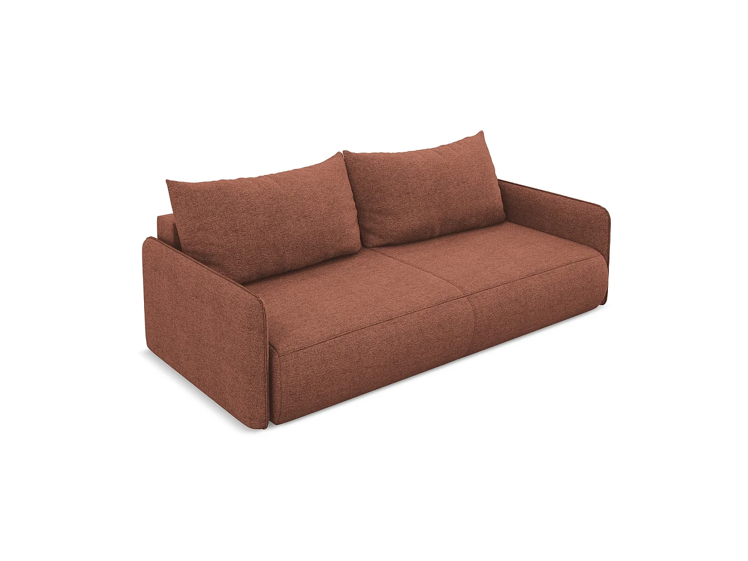 Driezits-slaapbank van gedempt roze chenille stof - PALERMO
