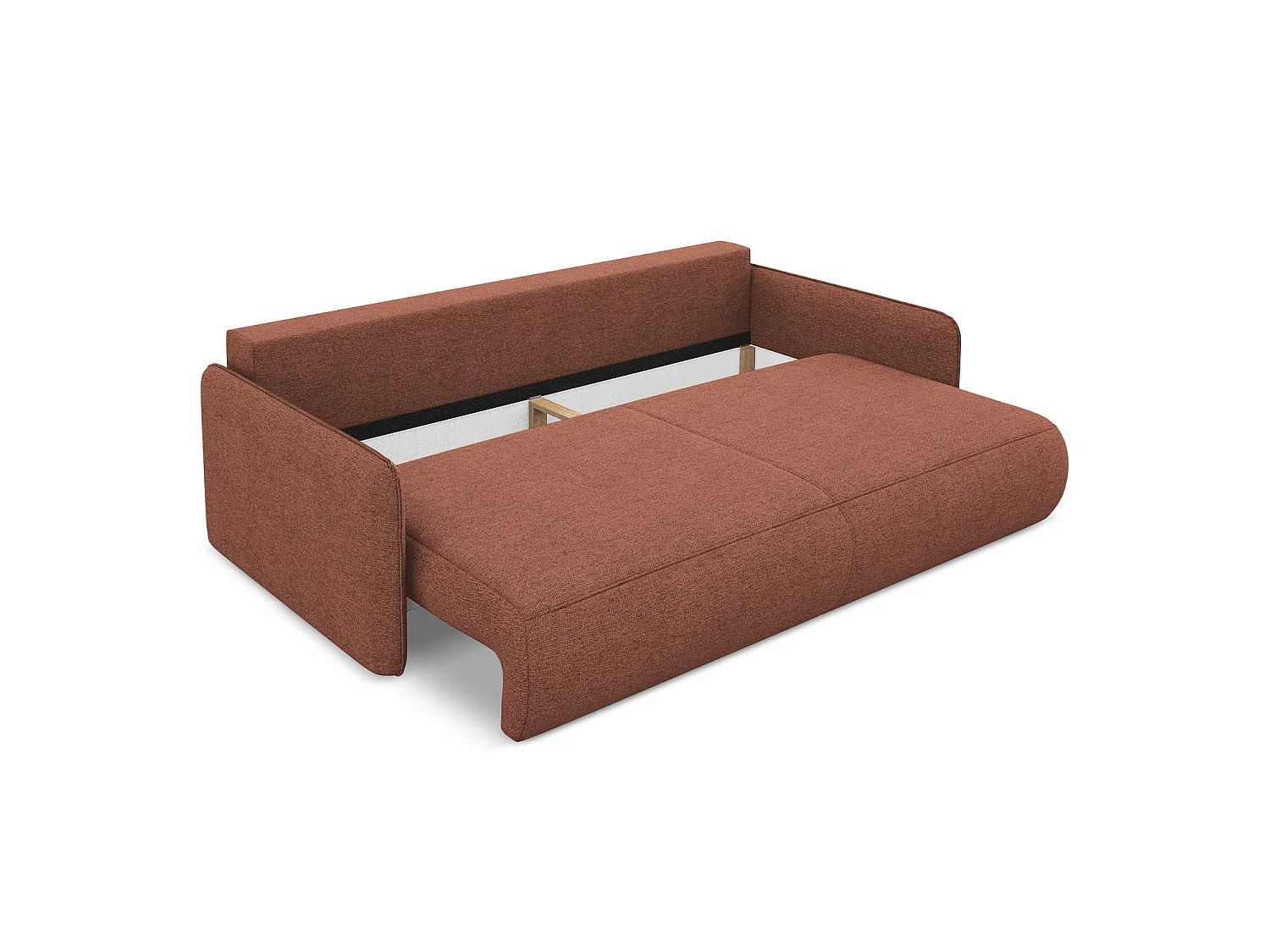 Driezits-slaapbank van gedempt roze chenille stof - PALERMO