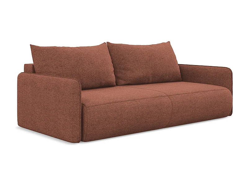 Driezits-slaapbank van gedempt roze chenille stof - NANEA