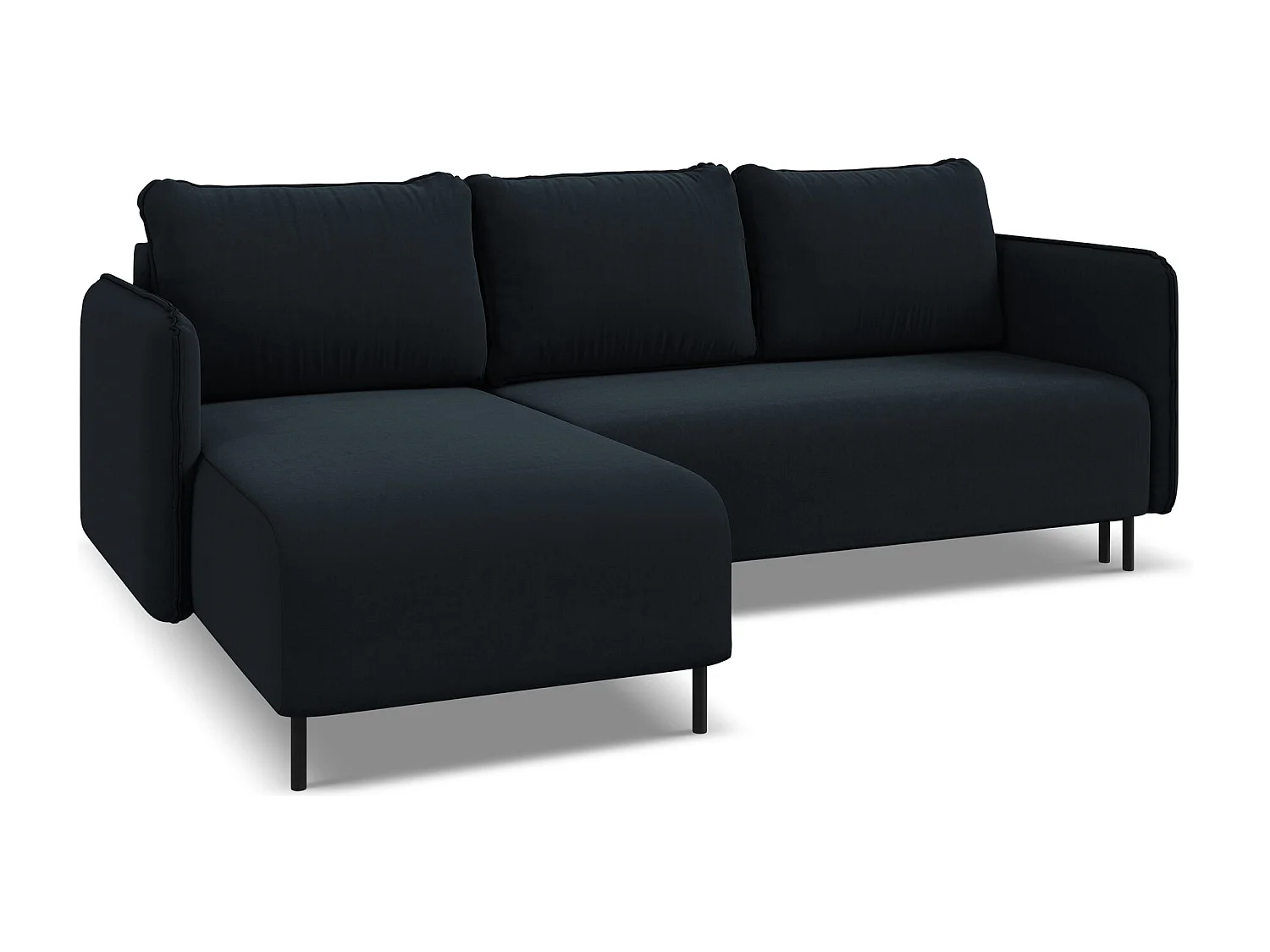 3-Sitzer Ecksofa mit Schlaffunktion - Ecke Links - Samt - Königsblau - LUANA