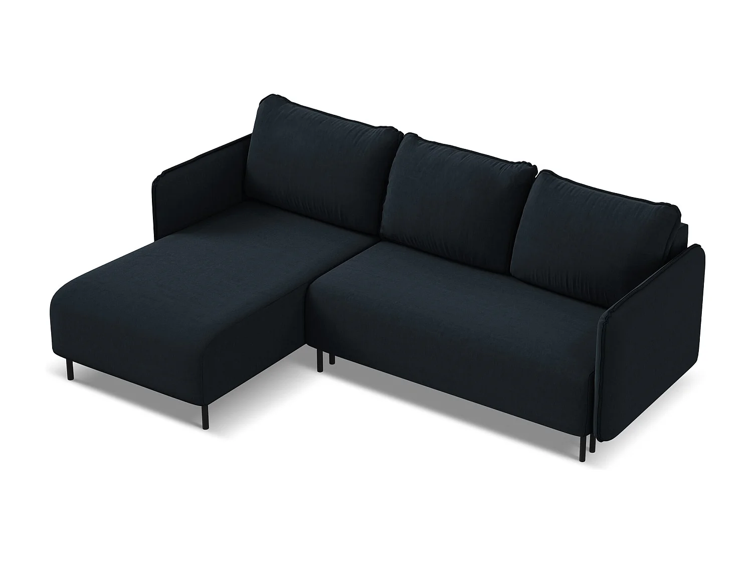 3-Sitzer Ecksofa mit Schlaffunktion - Ecke Links - Samt - Königsblau - LUANA