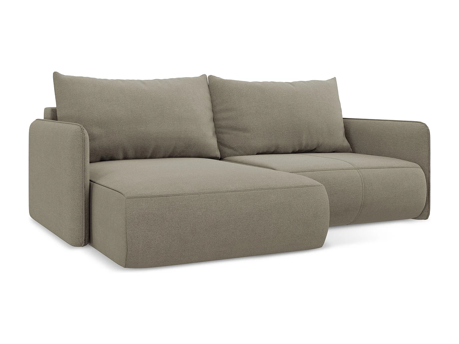 2,5-Sitzer Ecksofa mit Schlaffunktion - Ecke Links - Strukturstoff - Dunkelbeige - NANEA