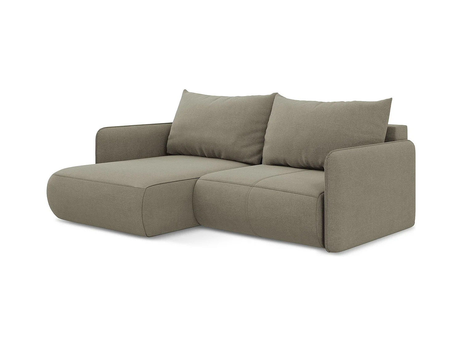 2,5-Sitzer Ecksofa mit Schlaffunktion - Ecke Links - Strukturstoff - Dunkelbeige - NANEA