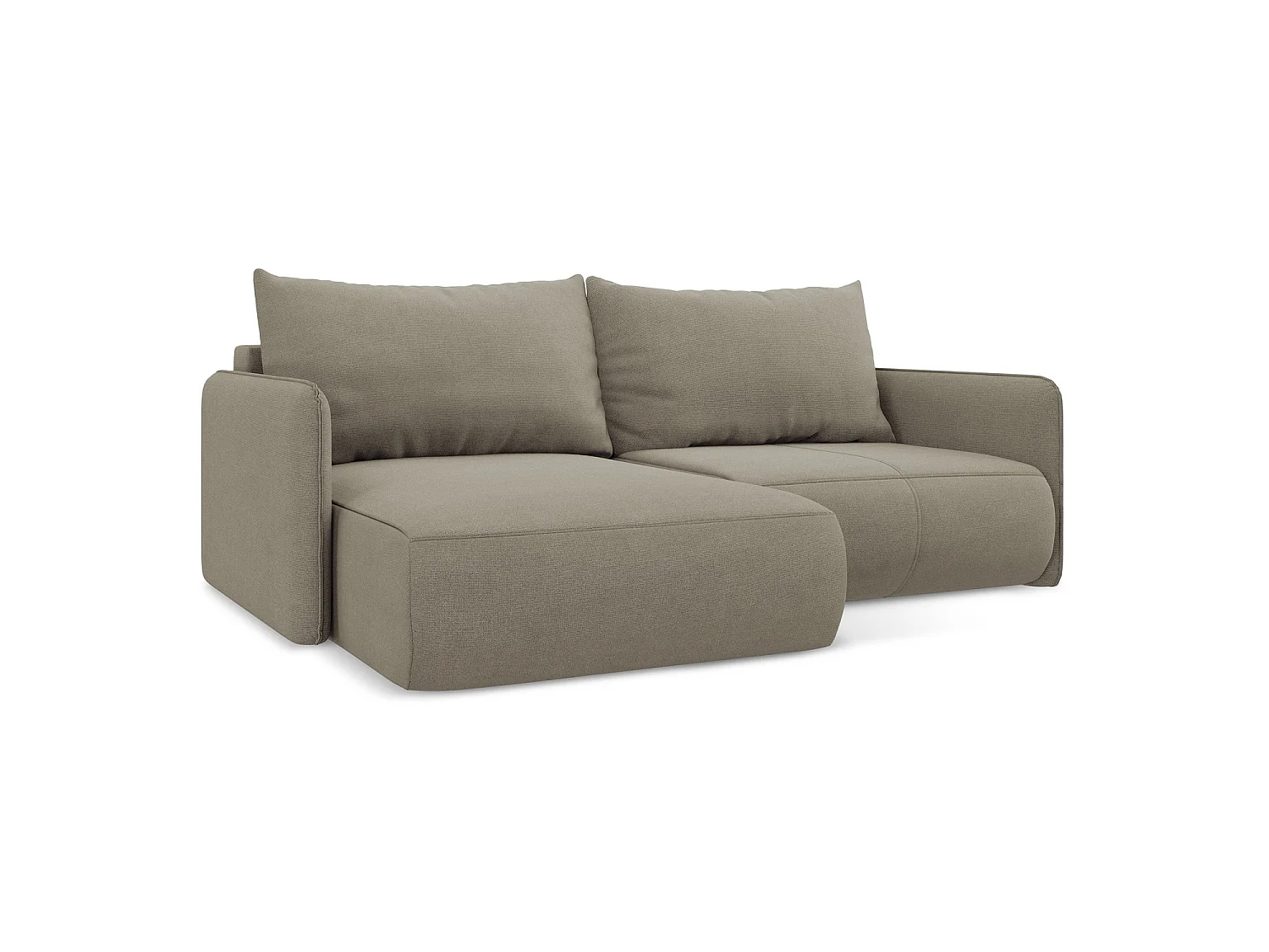 2,5-Sitzer Ecksofa mit Schlaffunktion - Ecke Links - Strukturstoff - Dunkelbeige - PALERMO