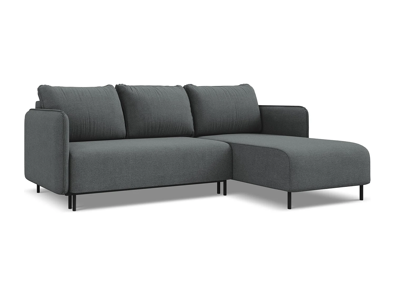 Ecksofa mit Schlaffunktion - Ecke Rechts - Strukturstoff - Grau - LUANA