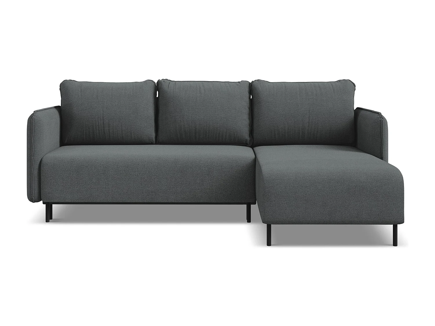 Ecksofa mit Schlaffunktion - Ecke Rechts - Strukturstoff - Grau - LUANA