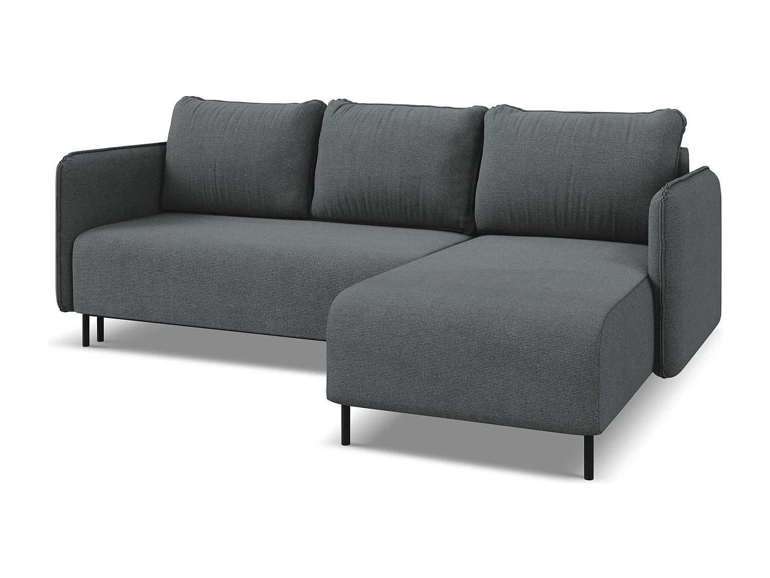 Ecksofa mit Schlaffunktion - Ecke Rechts - Strukturstoff - Grau - LUANA