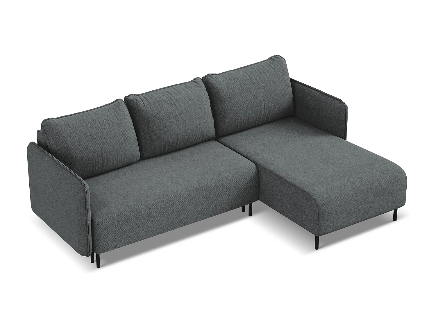 Ecksofa mit Schlaffunktion - Ecke Rechts - Strukturstoff - Grau - LUANA