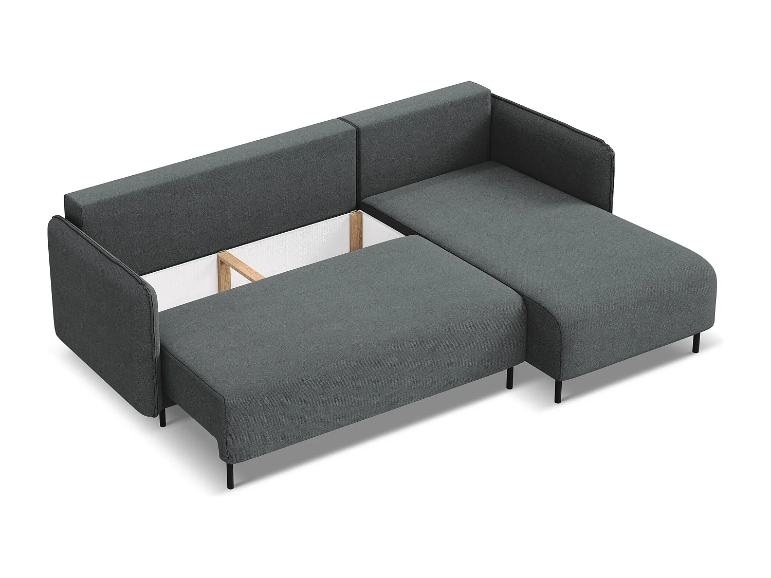 Ecksofa mit Schlaffunktion - Ecke Rechts - Strukturstoff - Grau - LUANA