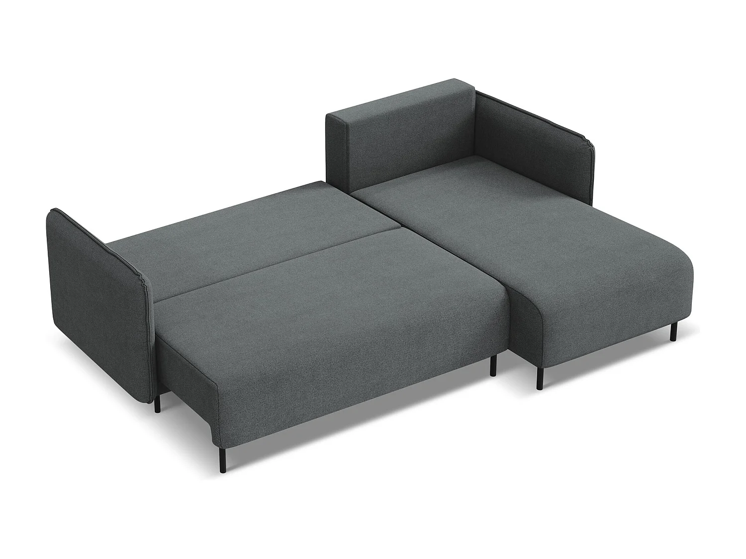 Ecksofa mit Schlaffunktion - Ecke Rechts - Strukturstoff - Grau - LUANA