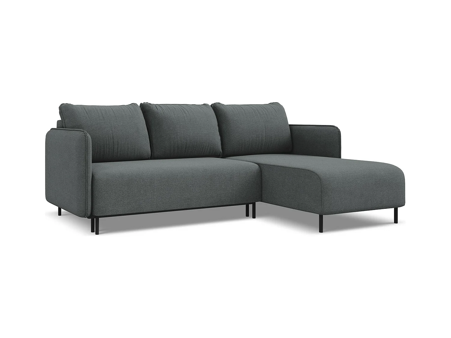 Ecksofa mit Schlaffunktion - Ecke Rechts - Strukturstoff - Grau - LUANA