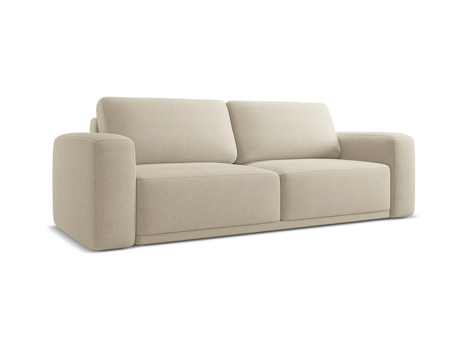 Canapé 3 places convertible en tissu chenille - beige foncé - KAILA