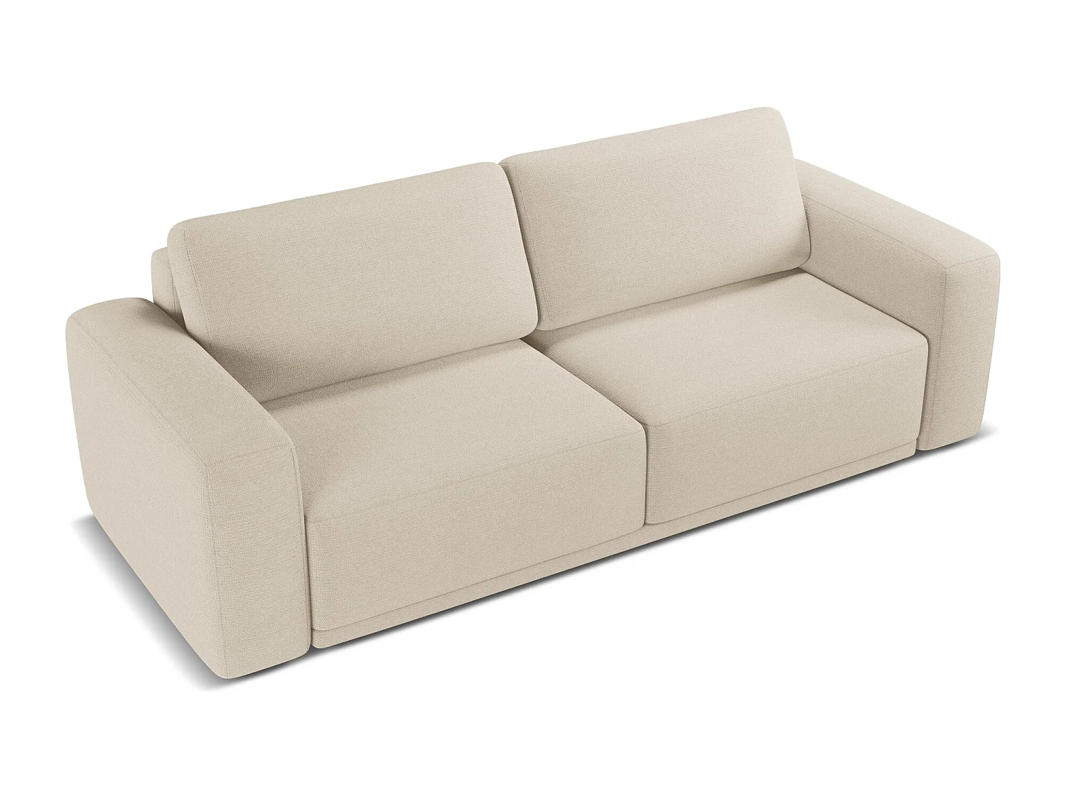 Canapé 3 places convertible en tissu chenille - beige foncé - KAILA