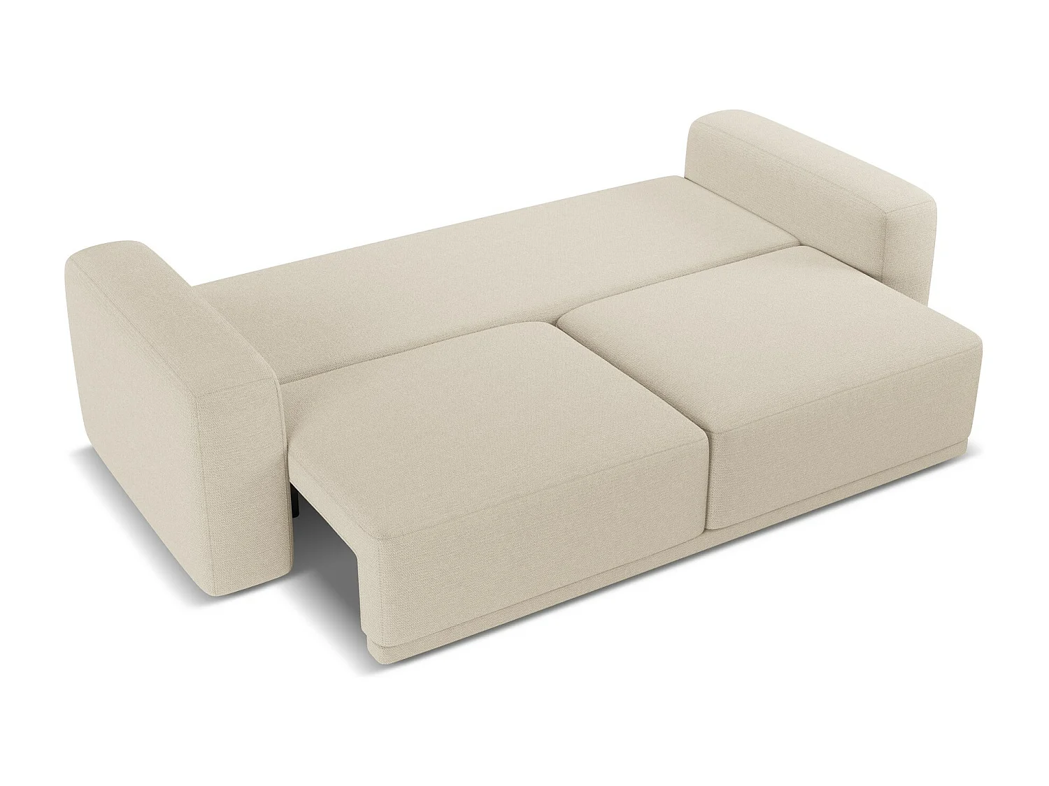Canapé 3 places convertible en tissu chenille - beige foncé - KAILA