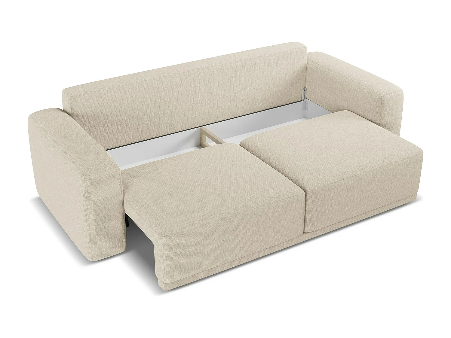 Canapé 3 places convertible en tissu chenille - beige foncé - KAILA