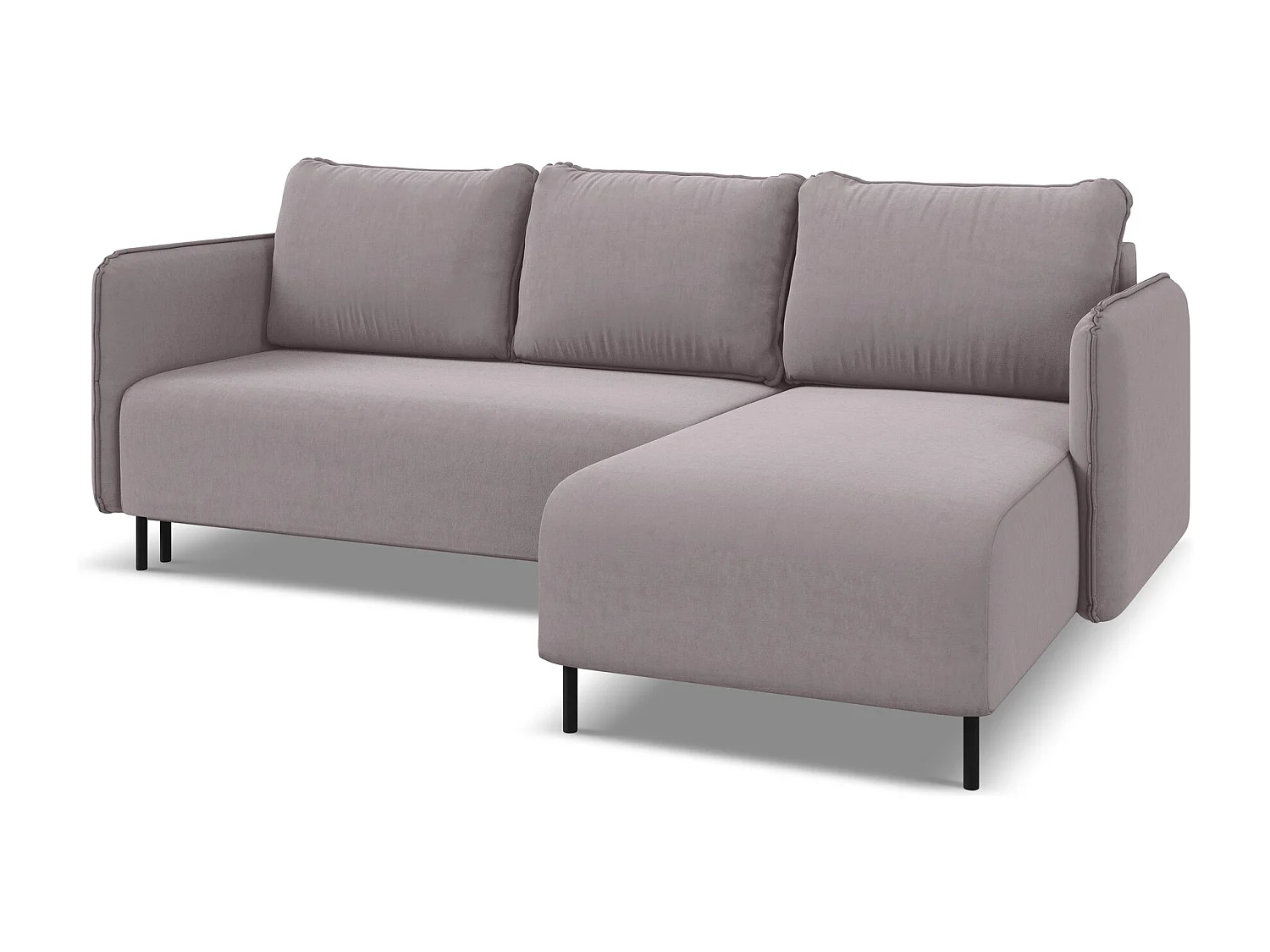 Ecksofa mit Schlaffunktion - Ecke Rechts - Samt - Lavendel - LUANA