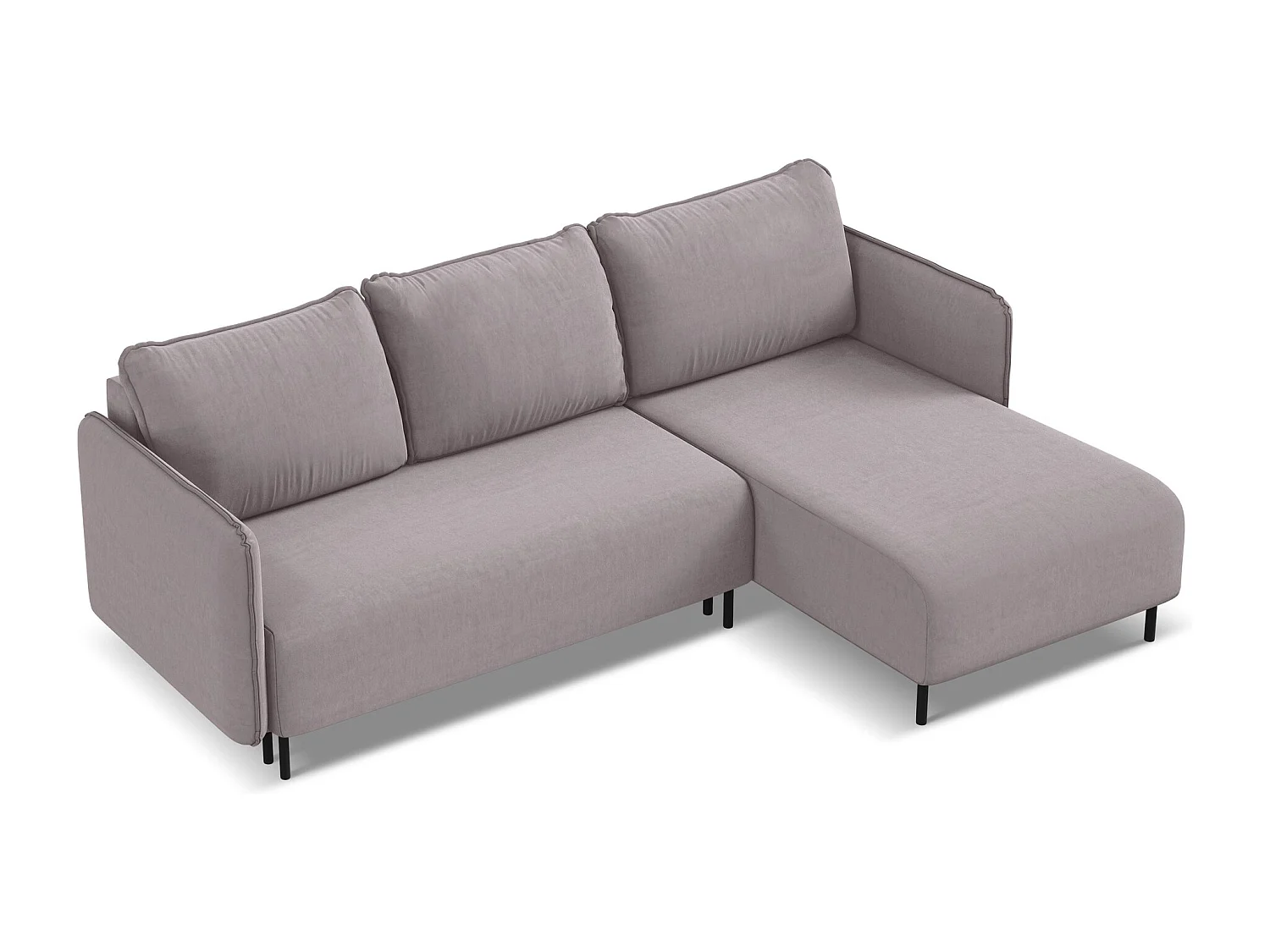 Ecksofa mit Schlaffunktion - Ecke Rechts - Samt - Lavendel - LUANA
