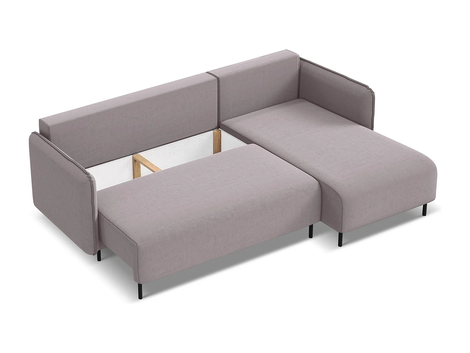 Ecksofa mit Schlaffunktion - Ecke Rechts - Samt - Lavendel - LUANA