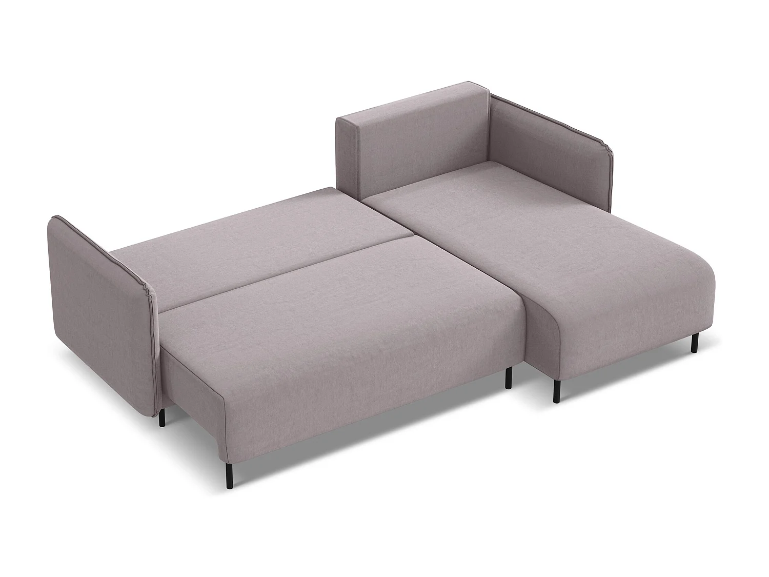 Ecksofa mit Schlaffunktion - Ecke Rechts - Samt - Lavendel - LUANA