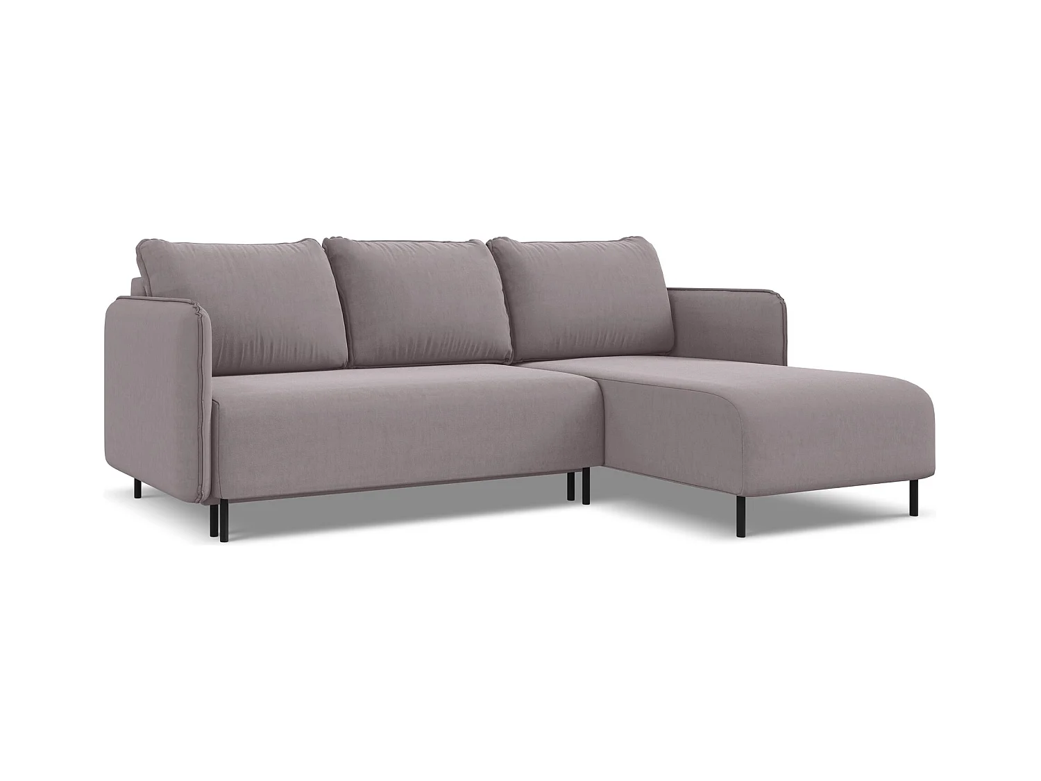 Ecksofa mit Schlaffunktion - Ecke Rechts - Samt - Lavendel - LUANA