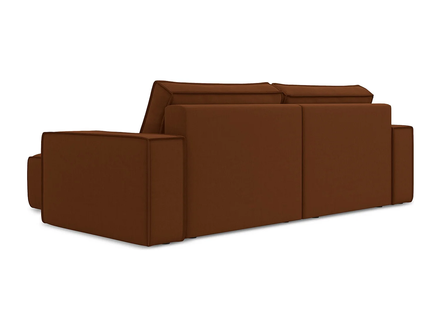 2-Sitzer Ecksofa mit Schlaffunktion - Ecke Rechts - Samt - Terrakotta - KIMO