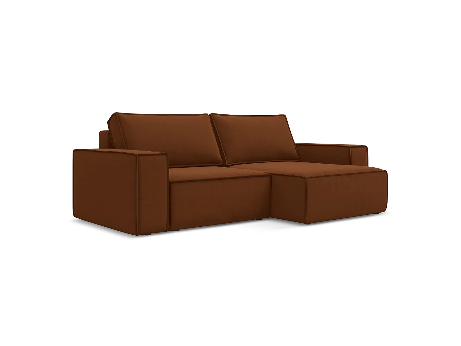 2-Sitzer Ecksofa mit Schlaffunktion - Ecke Rechts - Samt - Terrakotta - LIVORNO