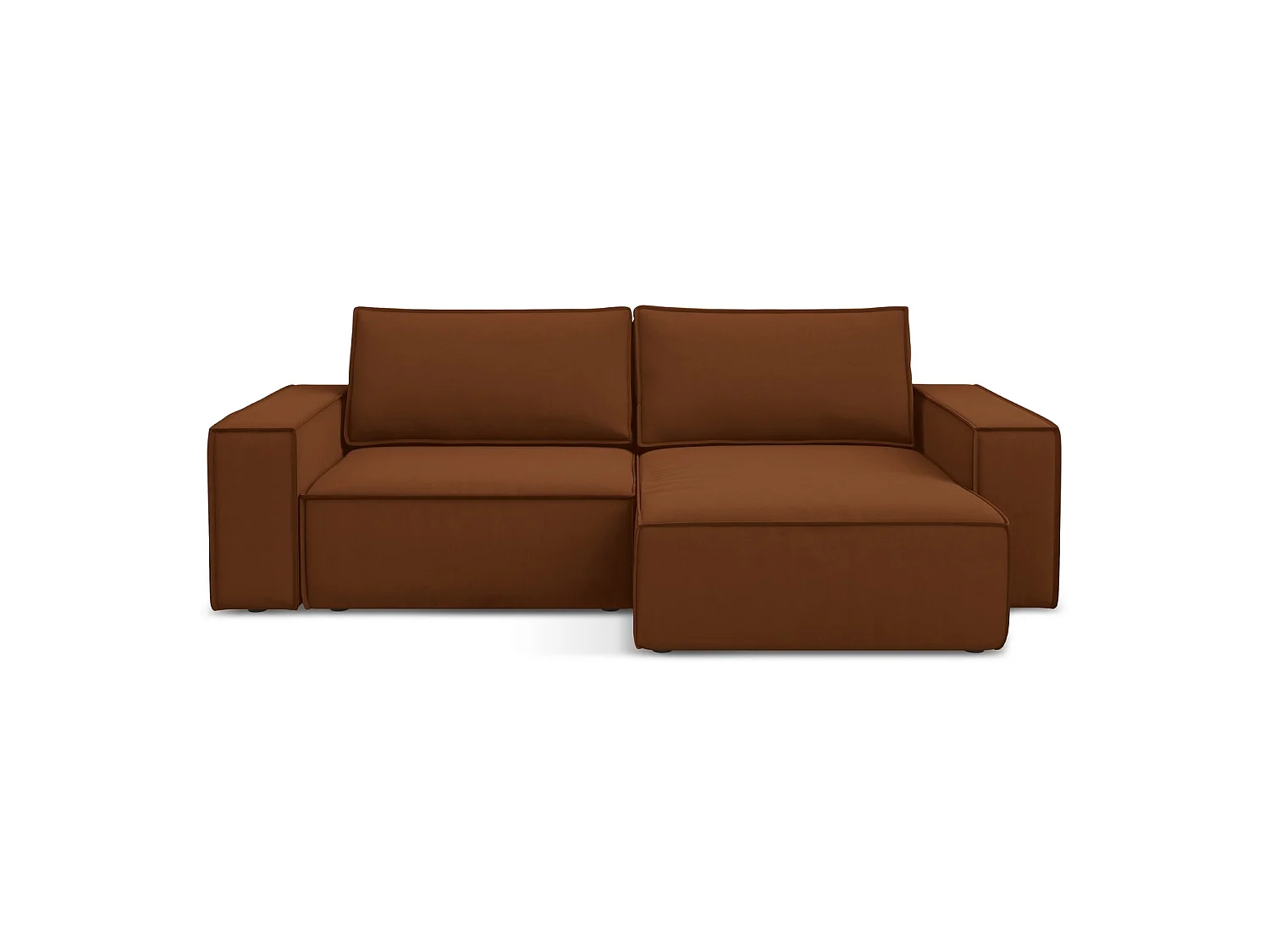 2-Sitzer Ecksofa mit Schlaffunktion - Ecke Rechts - Samt - Terrakotta - LIVORNO