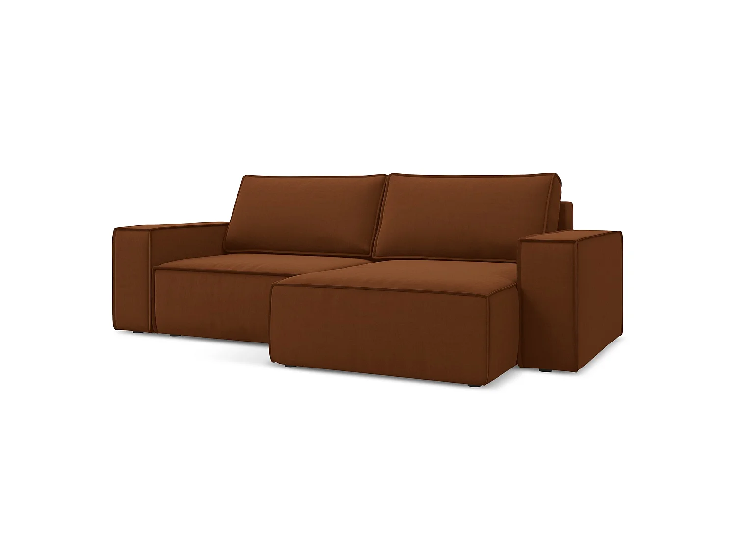 2-Sitzer Ecksofa mit Schlaffunktion - Ecke Rechts - Samt - Terrakotta - LIVORNO