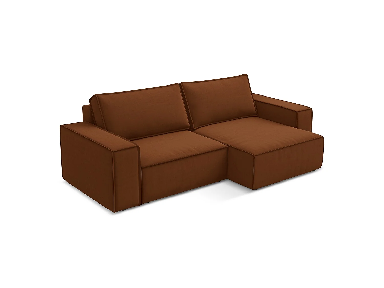 2-Sitzer Ecksofa mit Schlaffunktion - Ecke Rechts - Samt - Terrakotta - LIVORNO