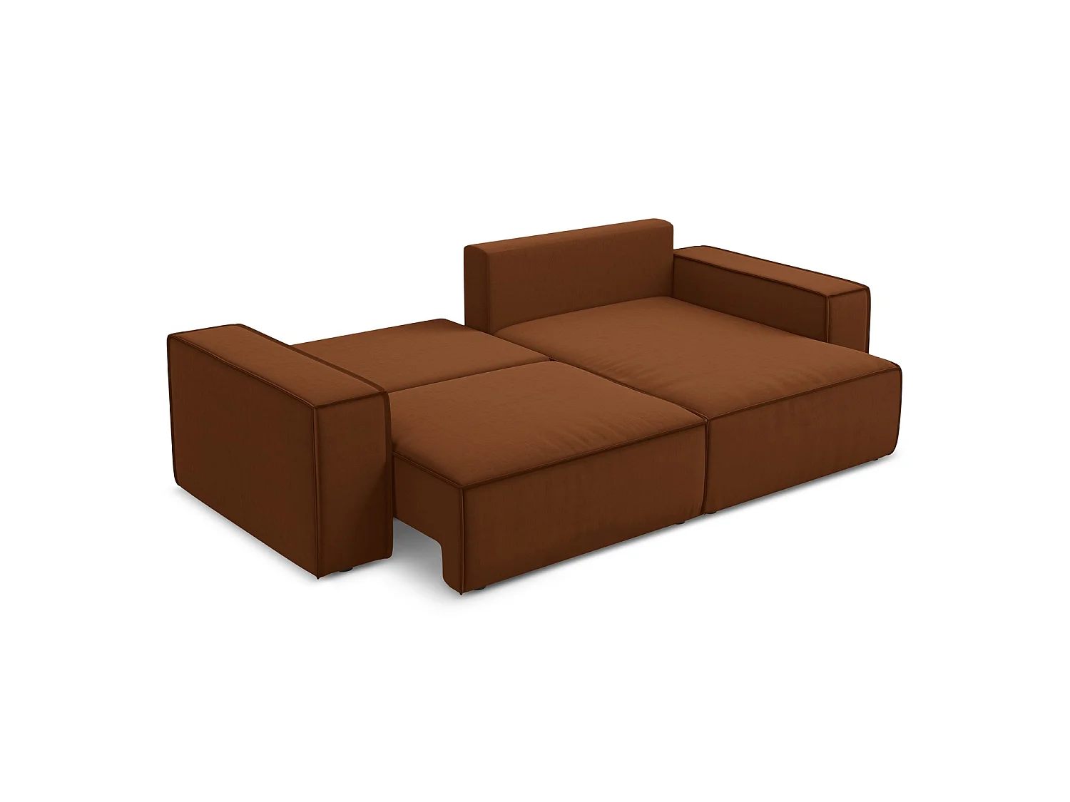 2-Sitzer Ecksofa mit Schlaffunktion - Ecke Rechts - Samt - Terrakotta - LIVORNO
