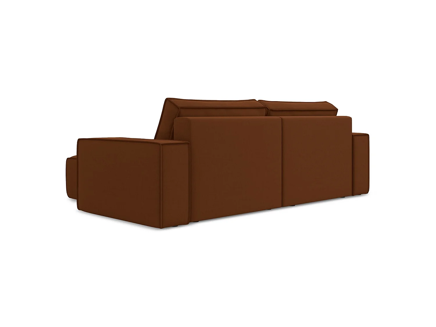 2-Sitzer Ecksofa mit Schlaffunktion - Ecke Rechts - Samt - Terrakotta - LIVORNO