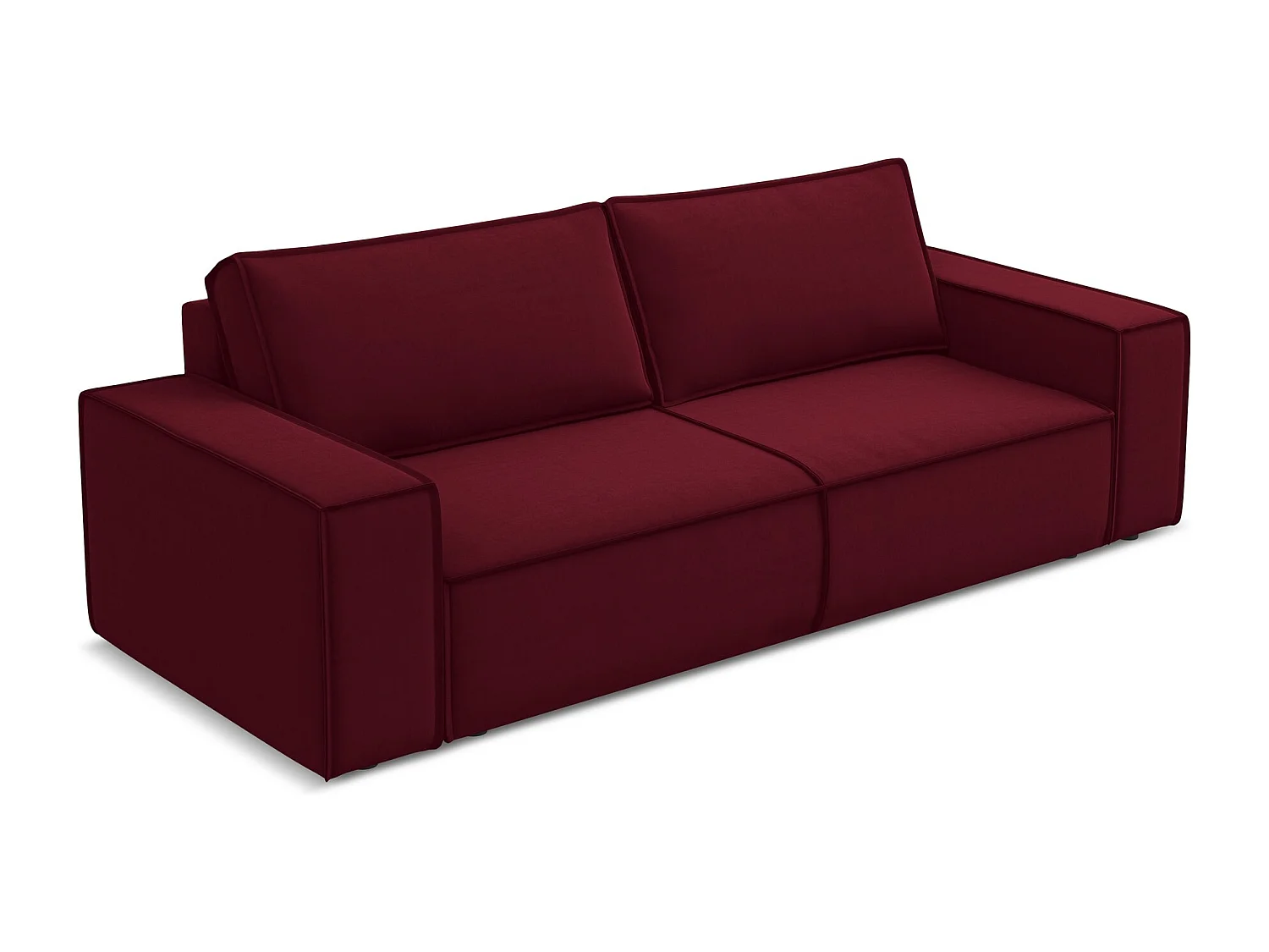 Canapé 3 places convertible en velours - bourgogne - KIMO
