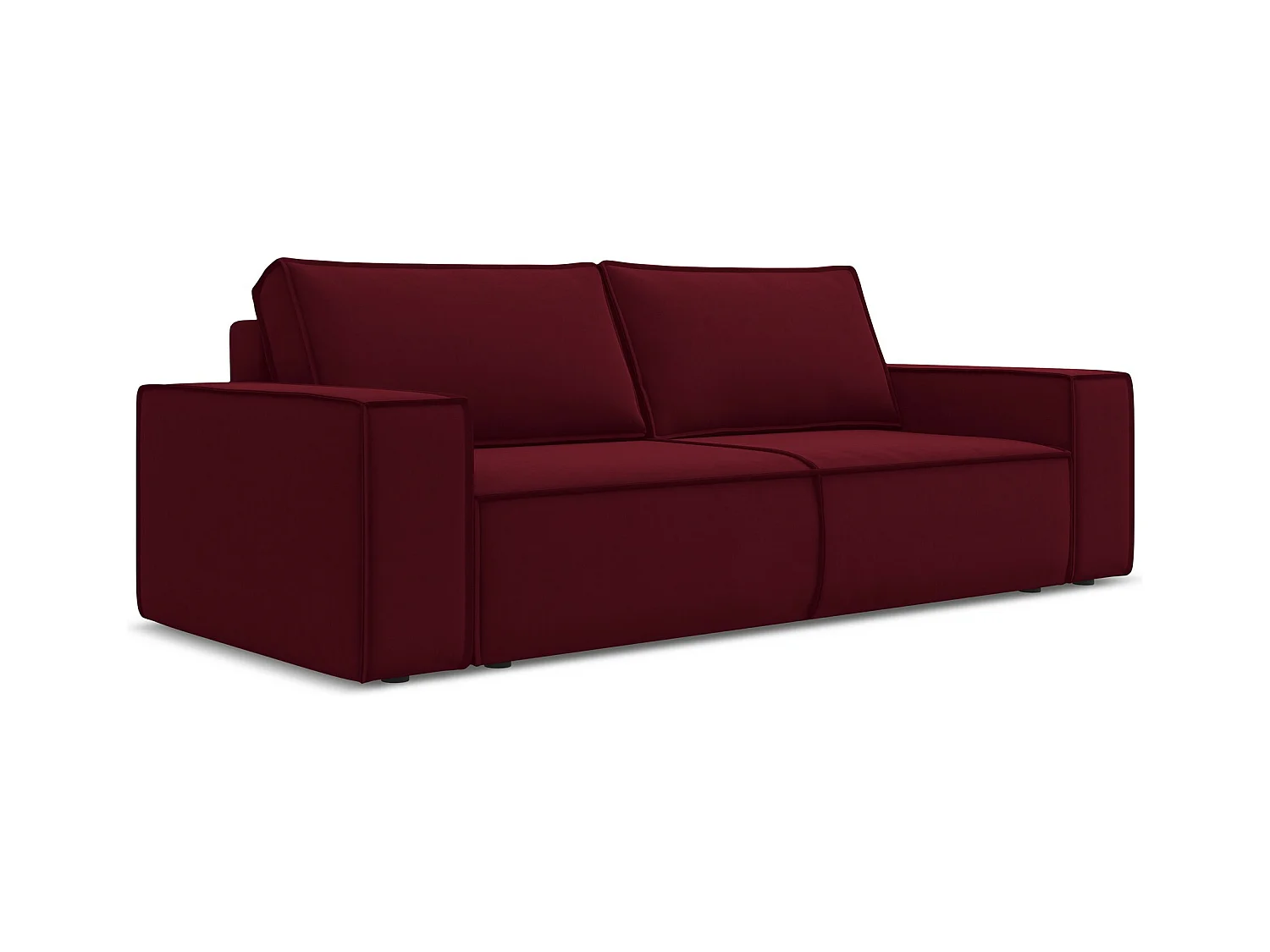 3-Sitzer Sofa mit Schlaffunktion - - Samt - Burgund - KIMO