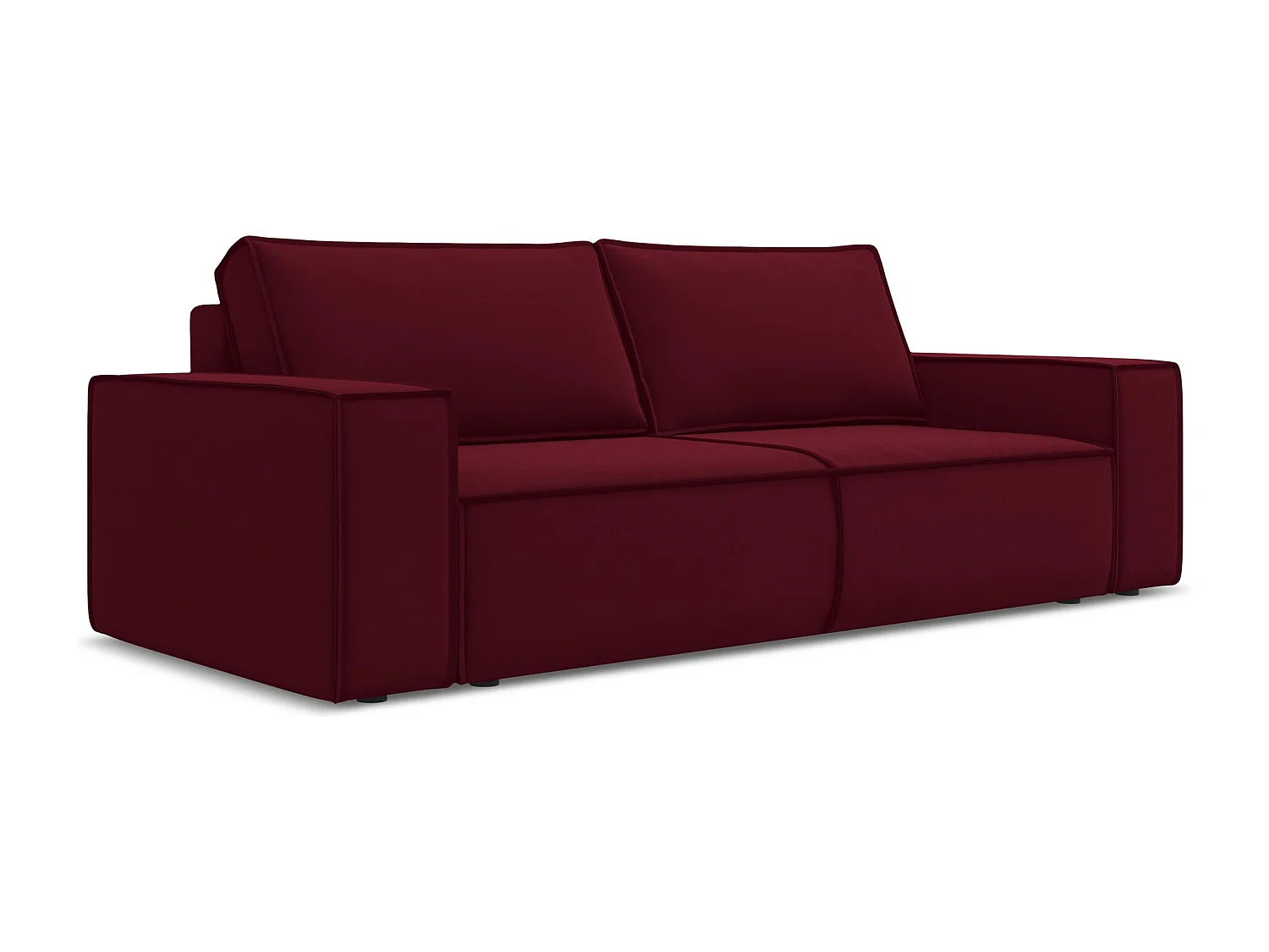 Driezits-slaapbank van bourgondië velours - KIMO