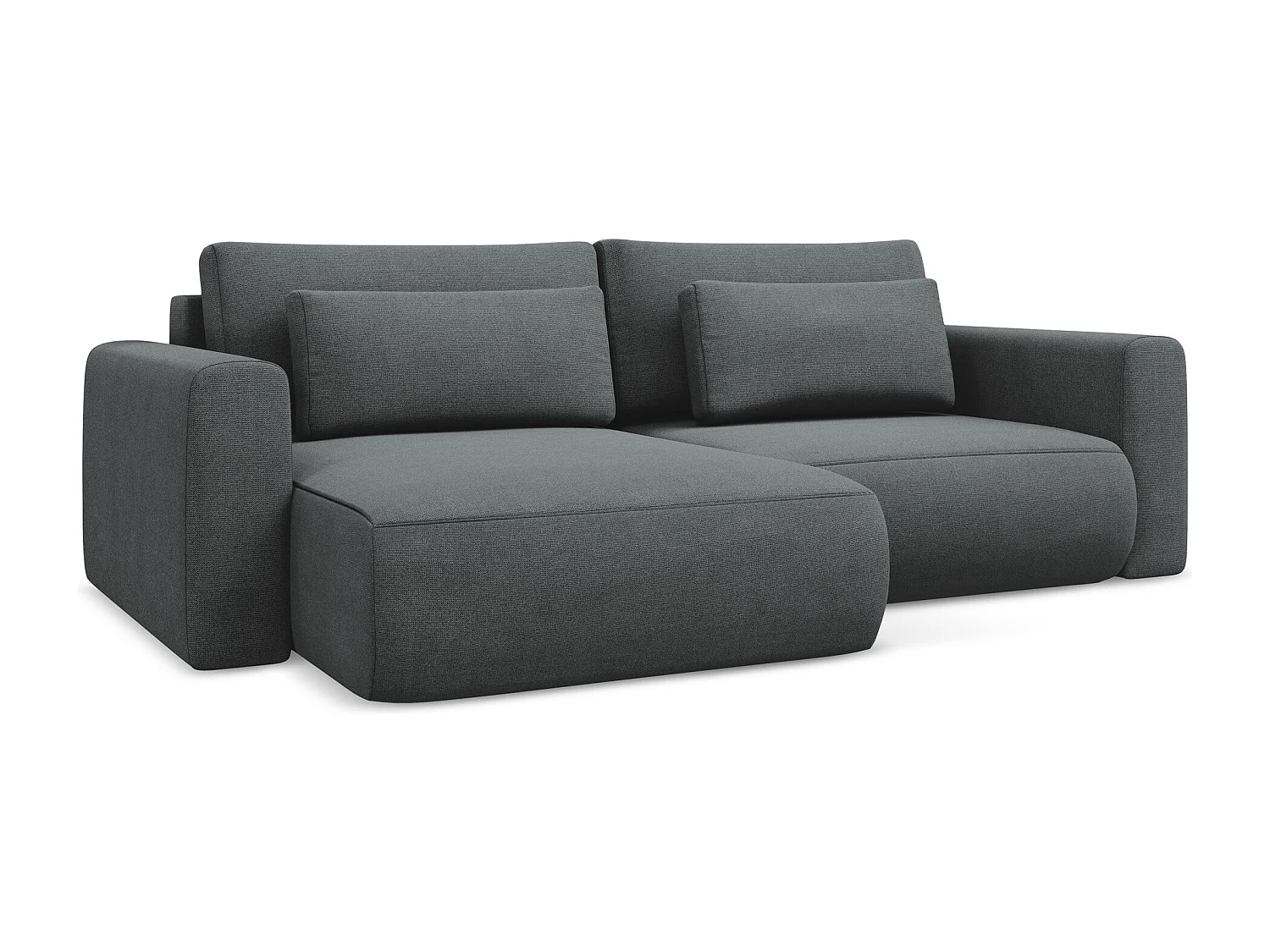 2-Sitzer Ecksofa mit Schlaffunktion - Ecke Links - Strukturstoff - Grau - KAPUA