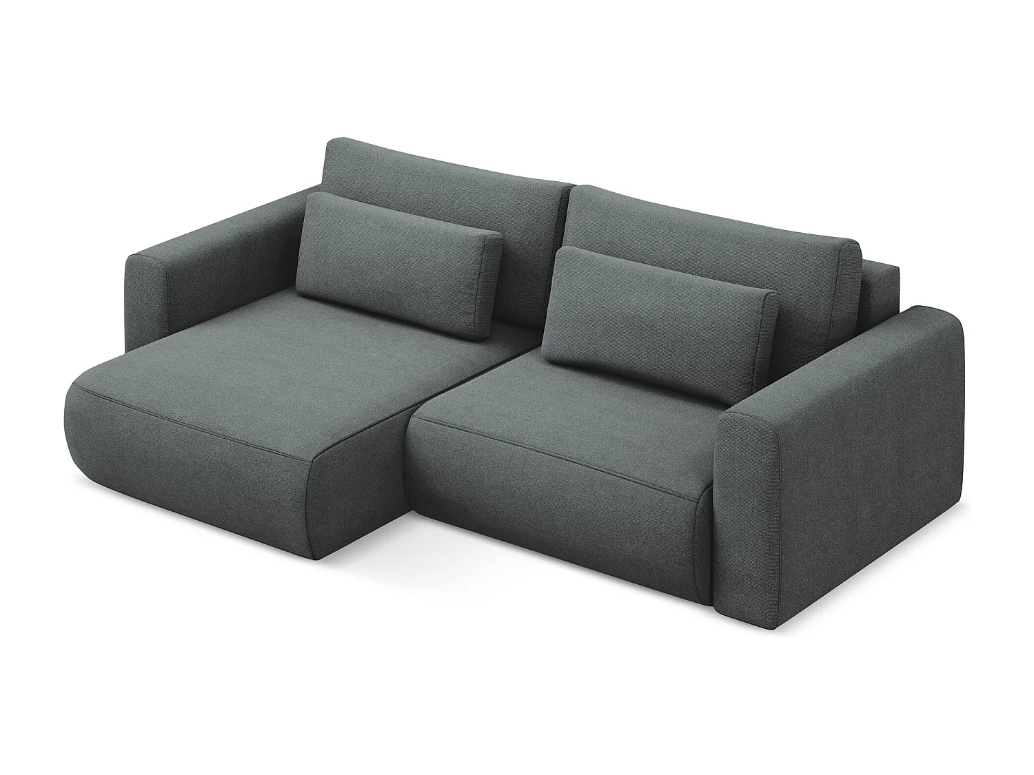 2-Sitzer Ecksofa mit Schlaffunktion - Ecke Links - Strukturstoff - Grau - KAPUA