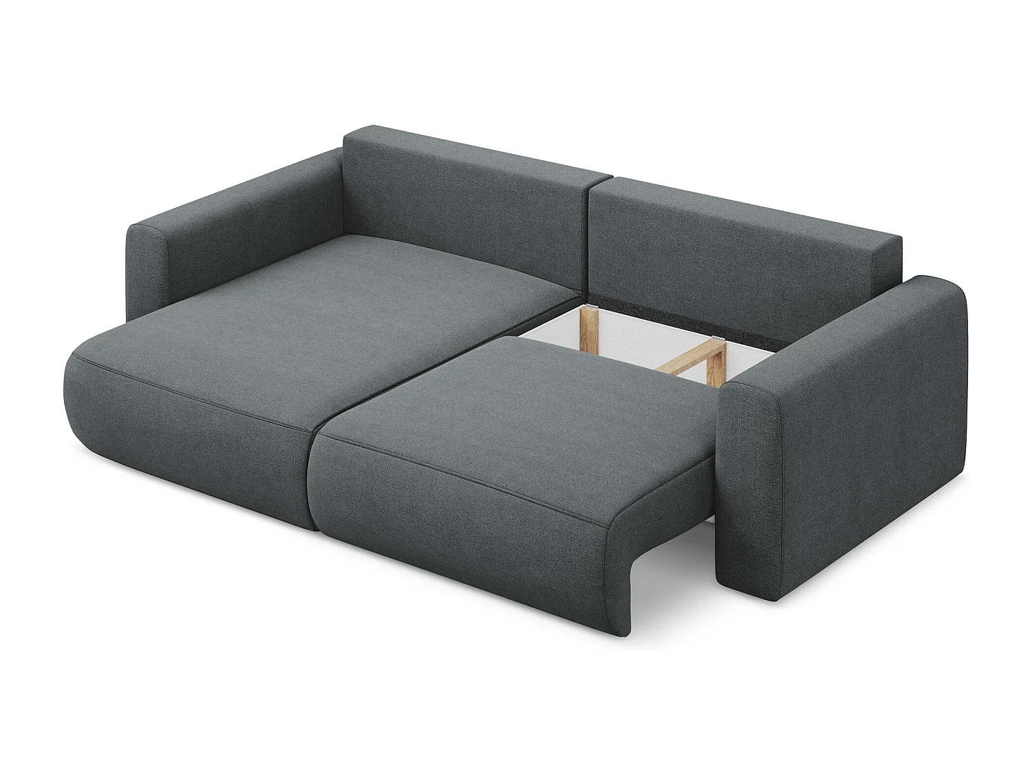 2-Sitzer Ecksofa mit Schlaffunktion - Ecke Links - Strukturstoff - Grau - KAPUA