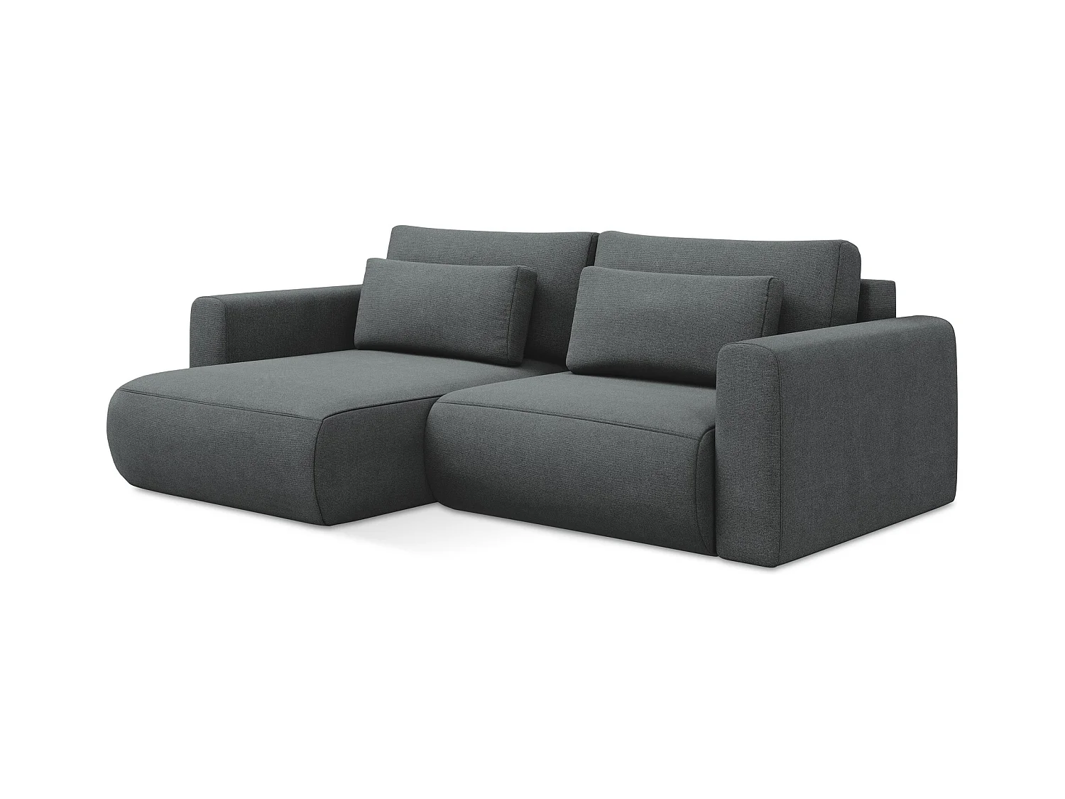 2-Sitzer Ecksofa mit Schlaffunktion - Ecke Links - Strukturstoff - Grau - KAPUA
