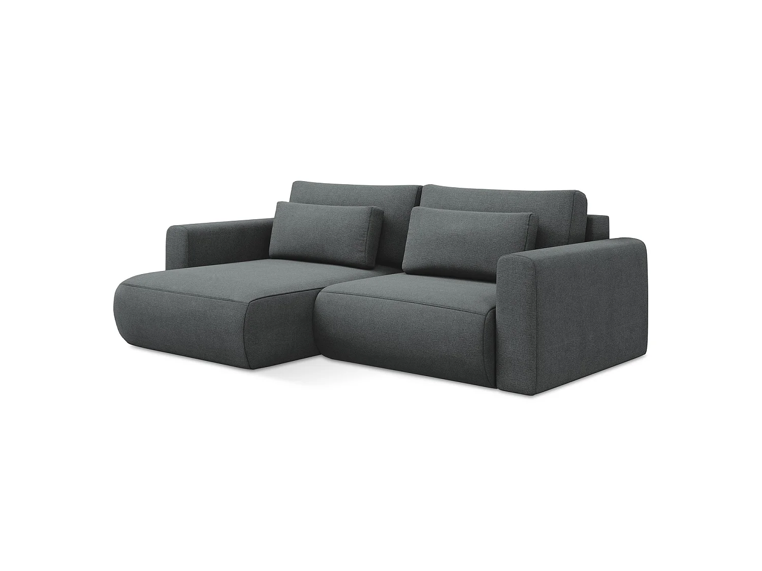 2-Sitzer Ecksofa mit Schlaffunktion - Ecke Links - Strukturstoff - Grau - PERUGIA