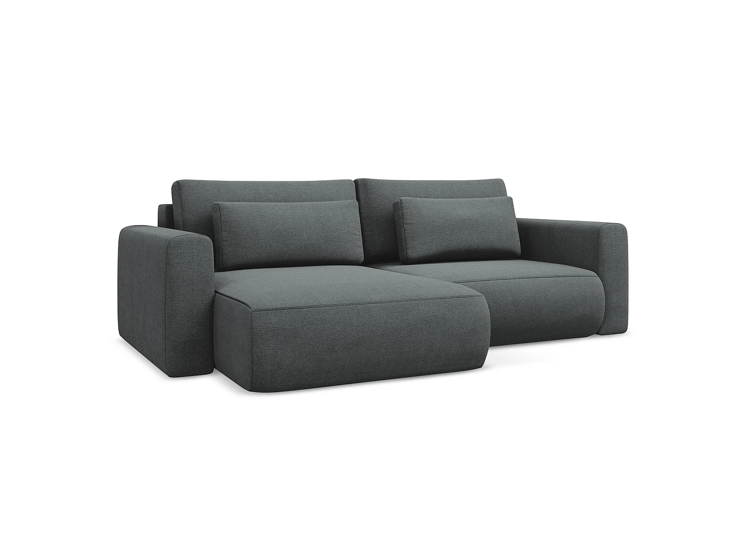 2-Sitzer Ecksofa mit Schlaffunktion - Ecke Links - Strukturstoff - Grau - PERUGIA
