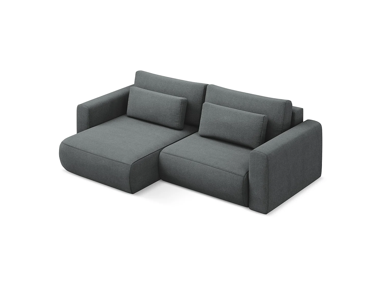 2-Sitzer Ecksofa mit Schlaffunktion - Ecke Links - Strukturstoff - Grau - PERUGIA