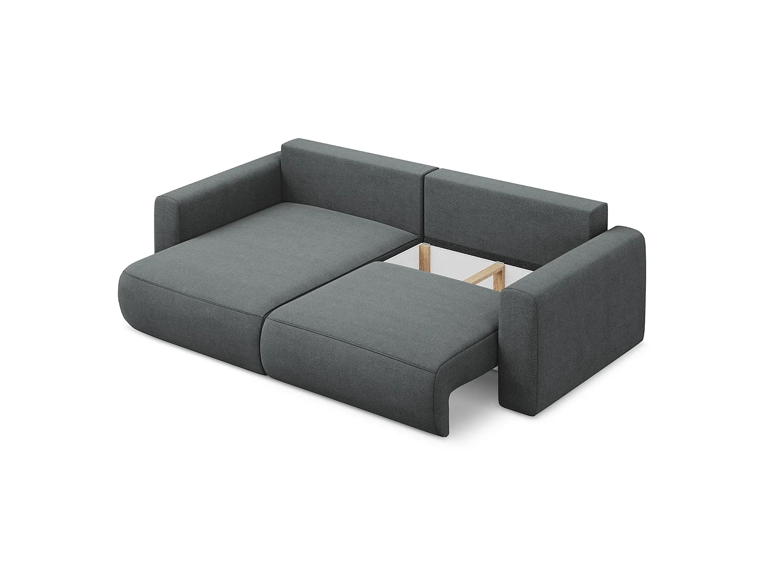 2-Sitzer Ecksofa mit Schlaffunktion - Ecke Links - Strukturstoff - Grau - PERUGIA