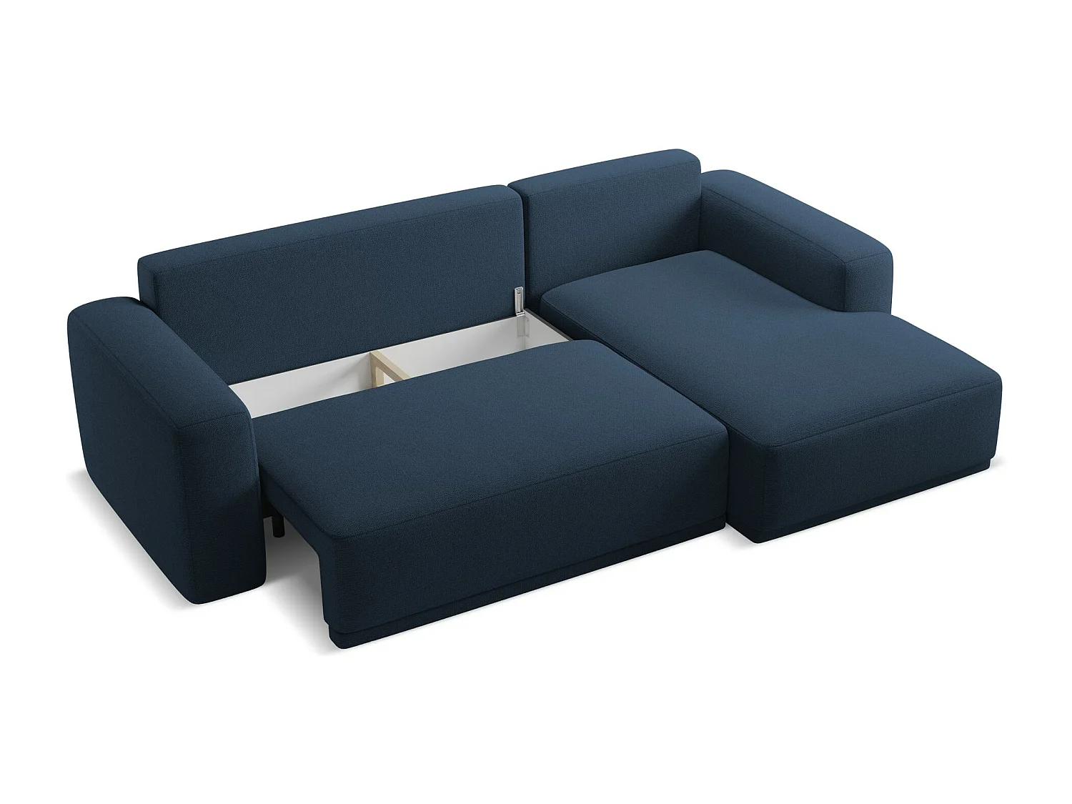 Canapé d'angle droit convertible en tissu chenille - bleu royal - KAILA