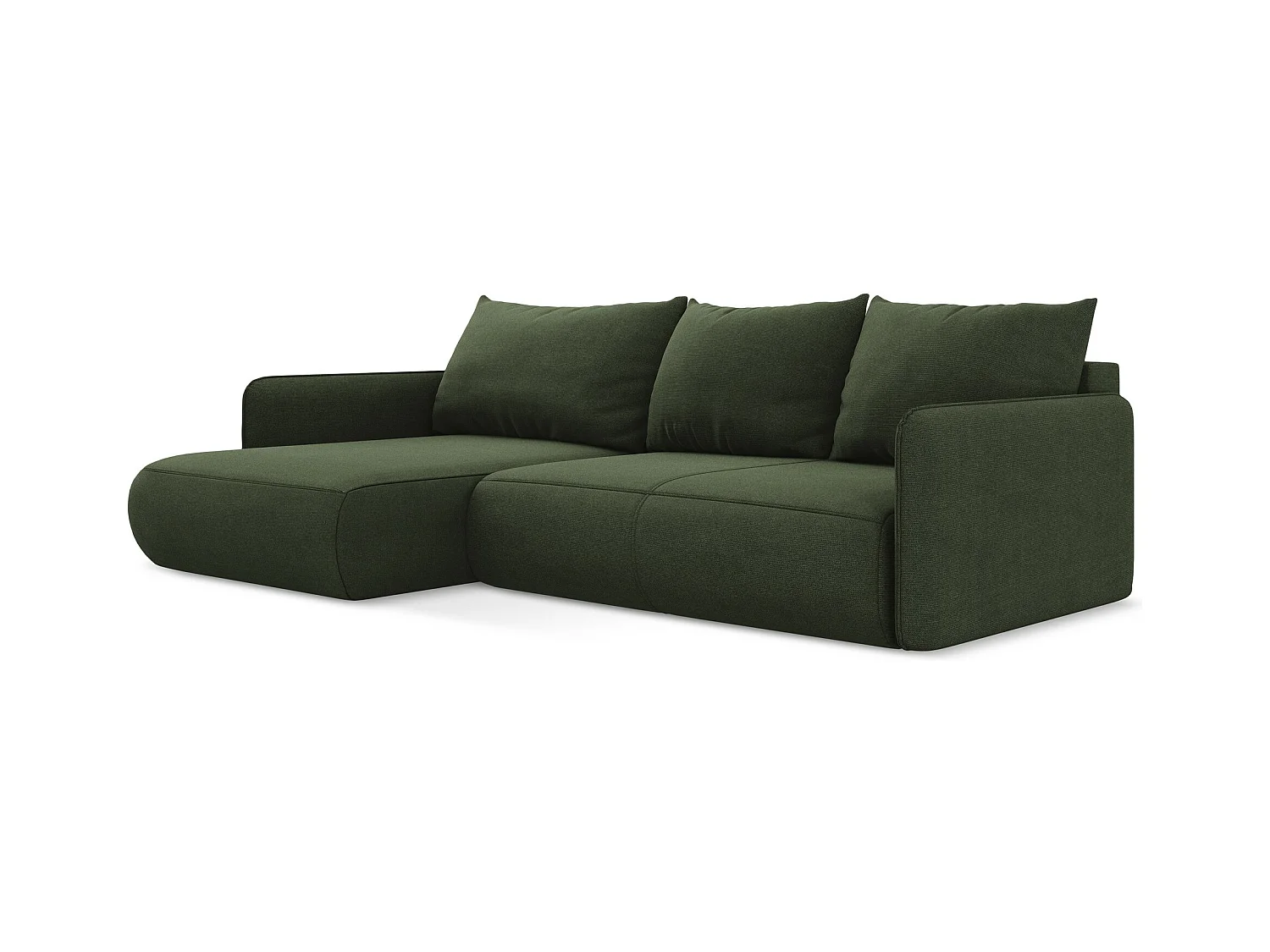 Canapé d’angle 3 places gauche convertible en tissu texturé - olive - NANEA