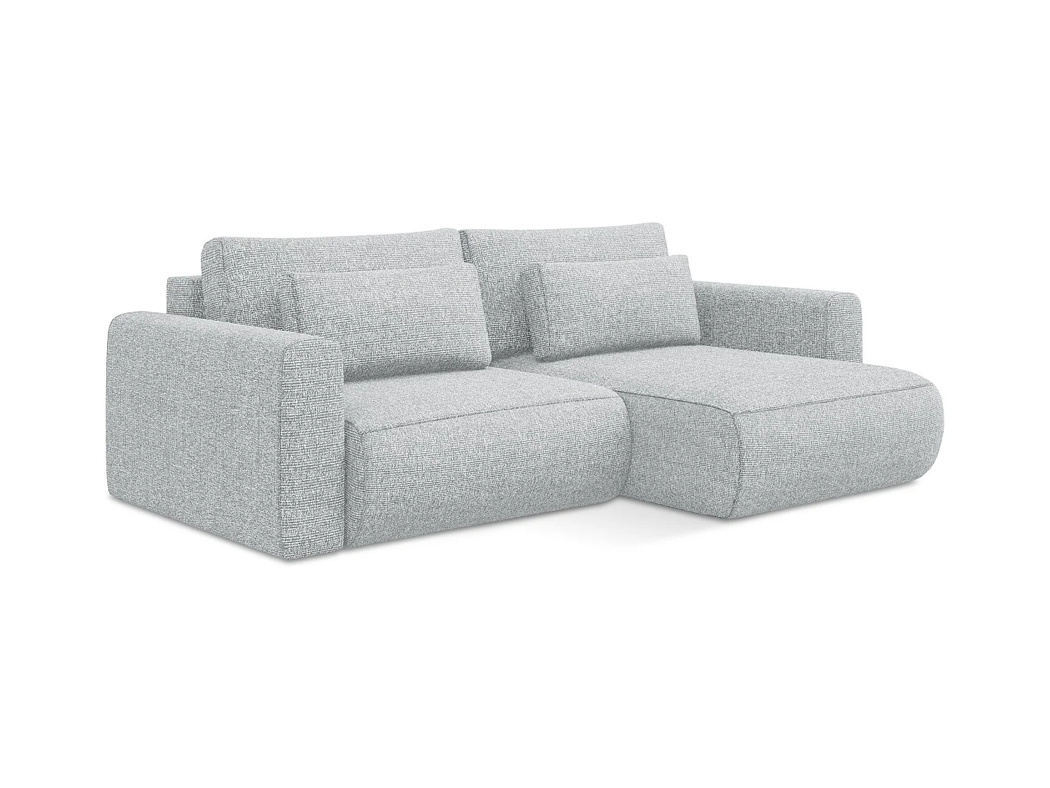 Canapé d’angle 2,5 places droit convertible en tissu texturé - argent - KAPUA